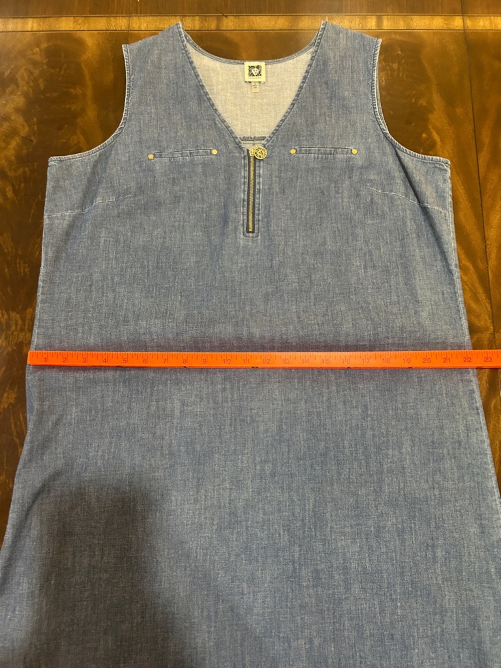 Anne Klein Lightweight Denim Shift Dress - Picture 7 of 10